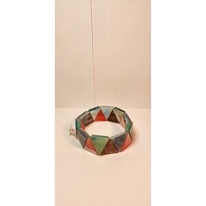 2 Chic Stretch Bracelet Geometric Triangle Multicolor Faux Stones NWT Funky